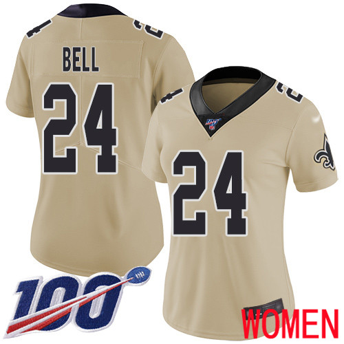 New Orleans Saints Limited Gold Women Vonn Bell Jersey NFL Football #24 100th Season Inverted Legend Jersey->youth nfl jersey->Youth Jersey